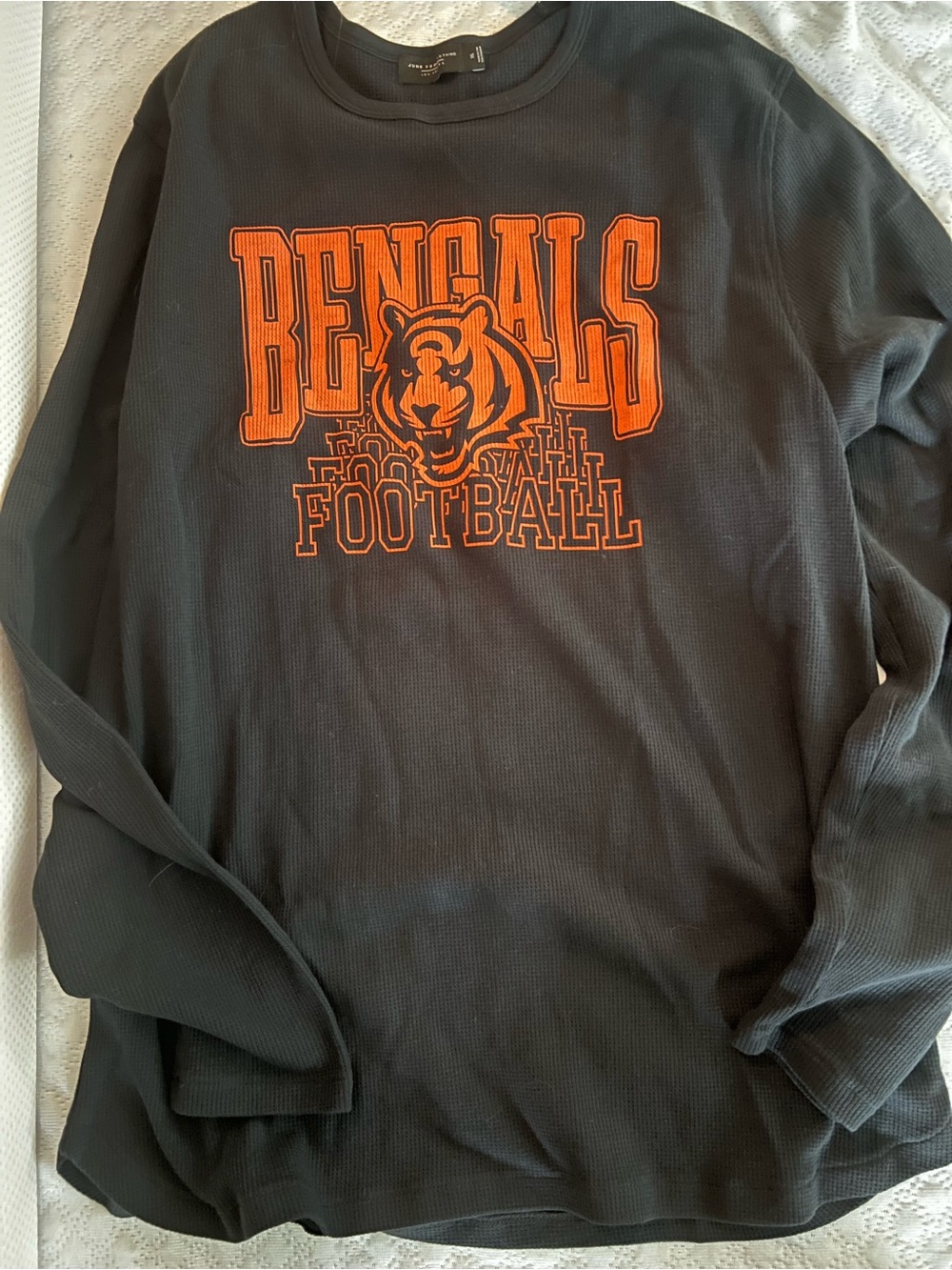 Junk Food Clothing Black Crewneck with Orange Bengals Graphic